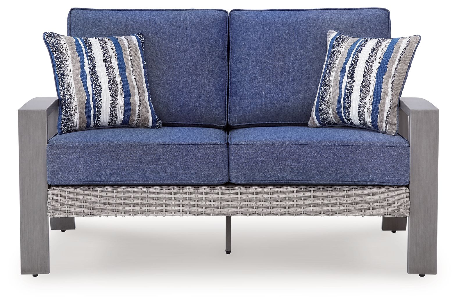 Half Moon Beach Loveseat - Gray Wicker Outdoor-Loveseats-DECOROLALA