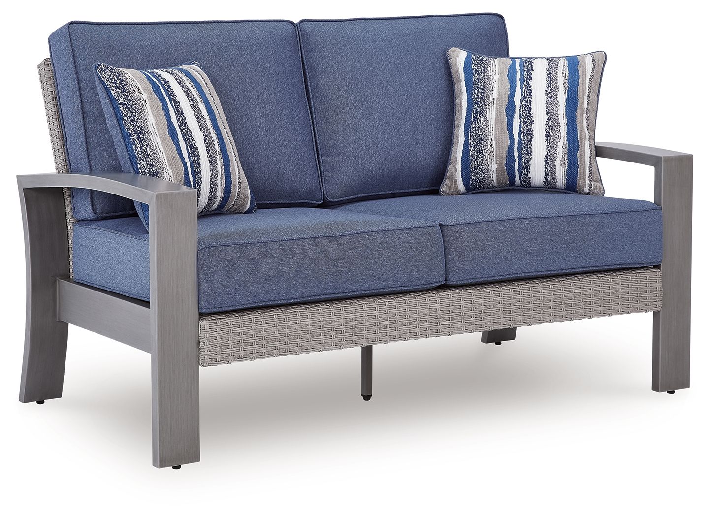 Half Moon Beach Loveseat - Gray Wicker Outdoor-Loveseats-DECOROLALA