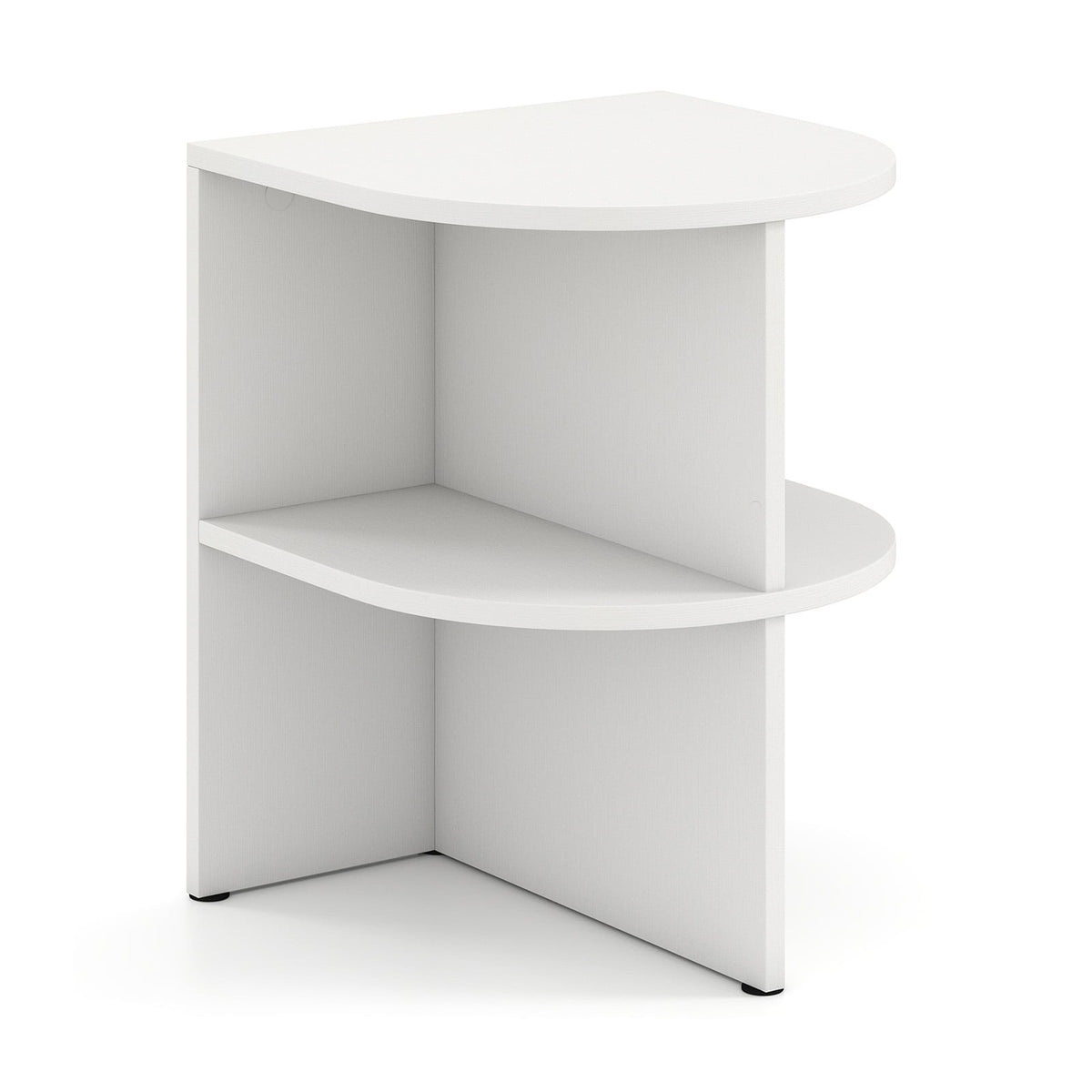 Half Round End Table with Open Shelves for Small Space-White-End & Side Tables-DECOROLALA