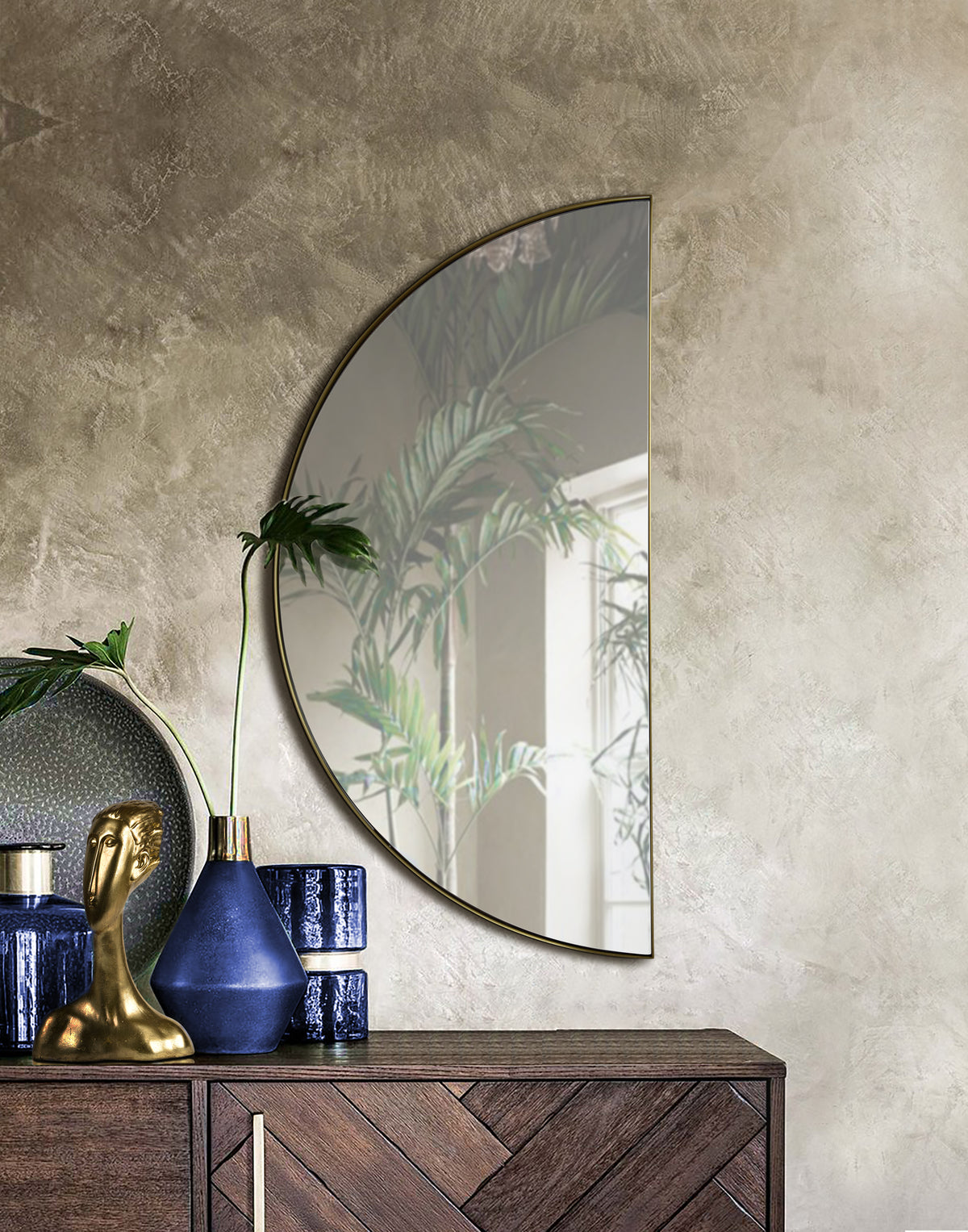 Halfmoon 40" Tall Semicircle Wall Mirror, Yellow-Mirrors-DECOROLALA