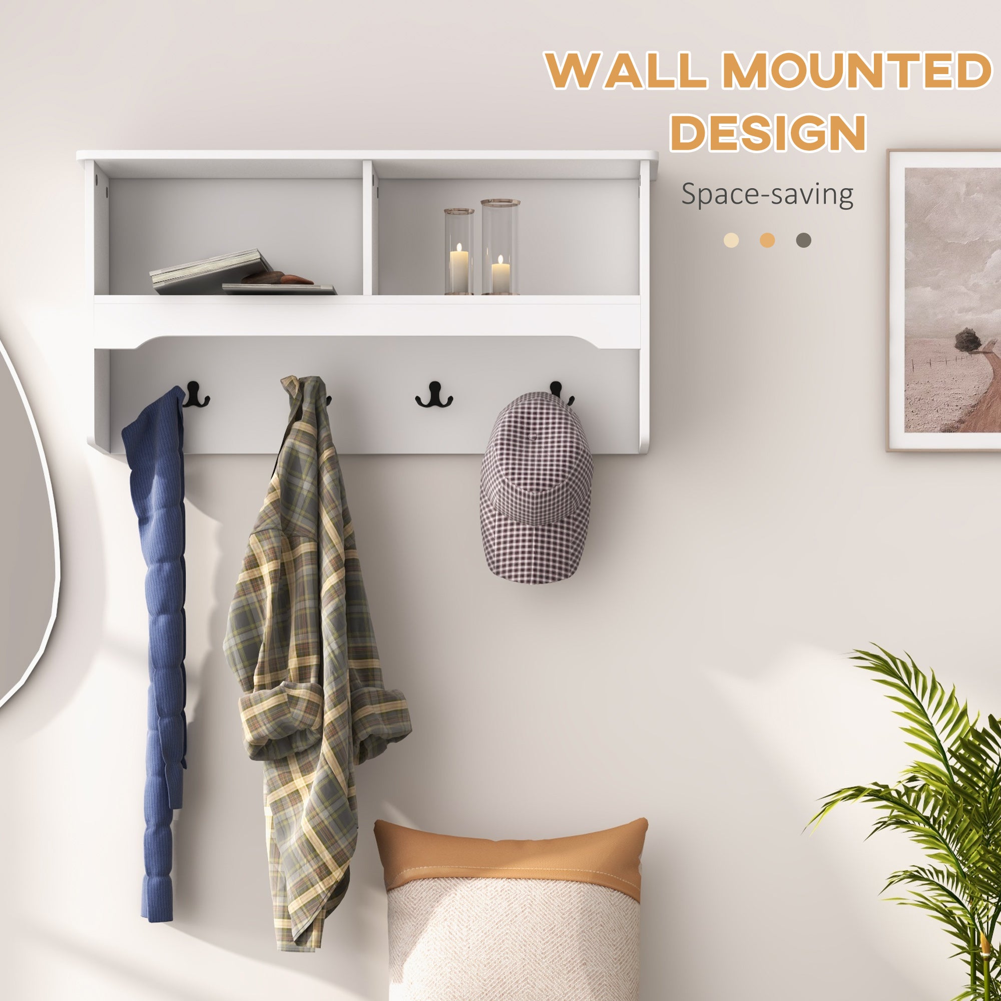 Hall Tree with Shoe Storage Bench - White MDF Set-DECOROLALA