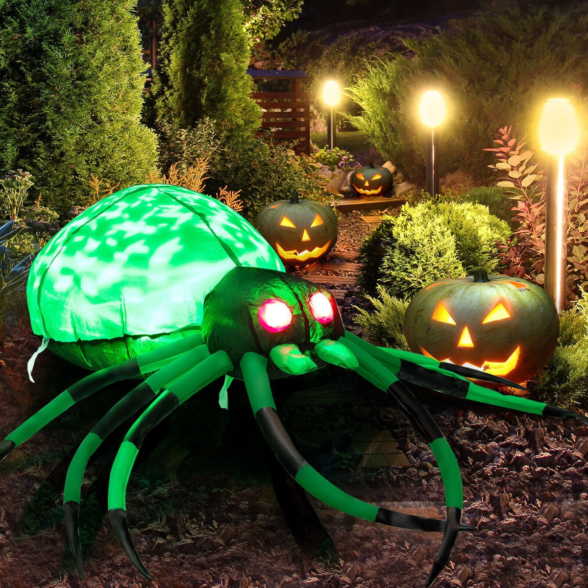 Halloween Inflatable Spider with Cobweb and LED Lights - 3.5 ft-Halloween-DECOROLALA