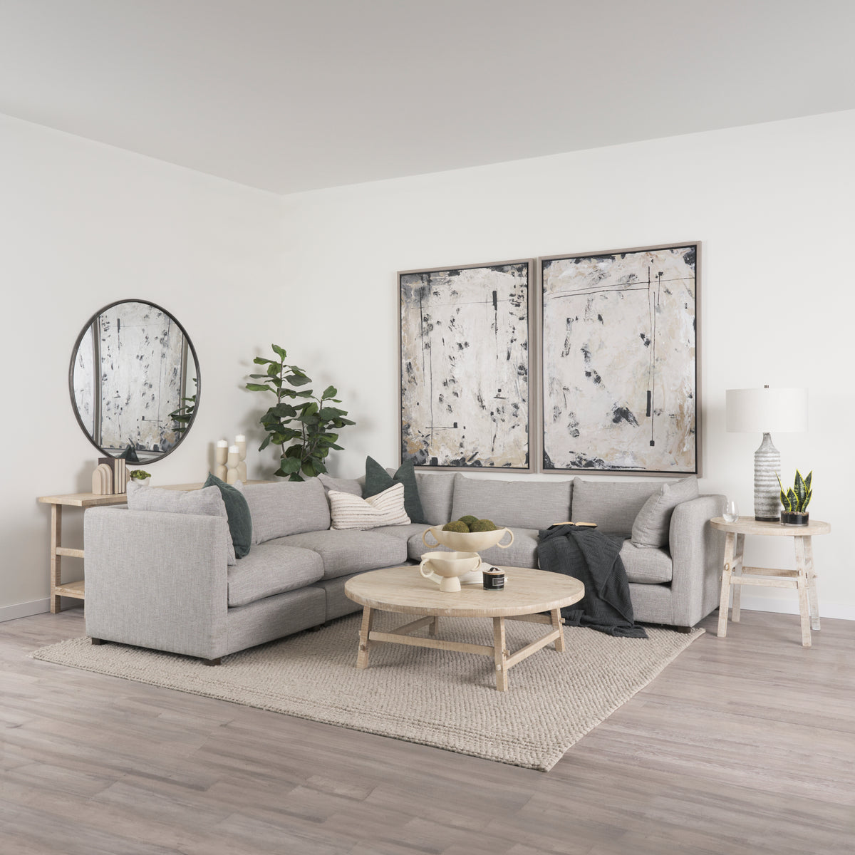 Halston Corner Light Grey Performance Fabric-Sofa & Sectionals-DECOROLALA