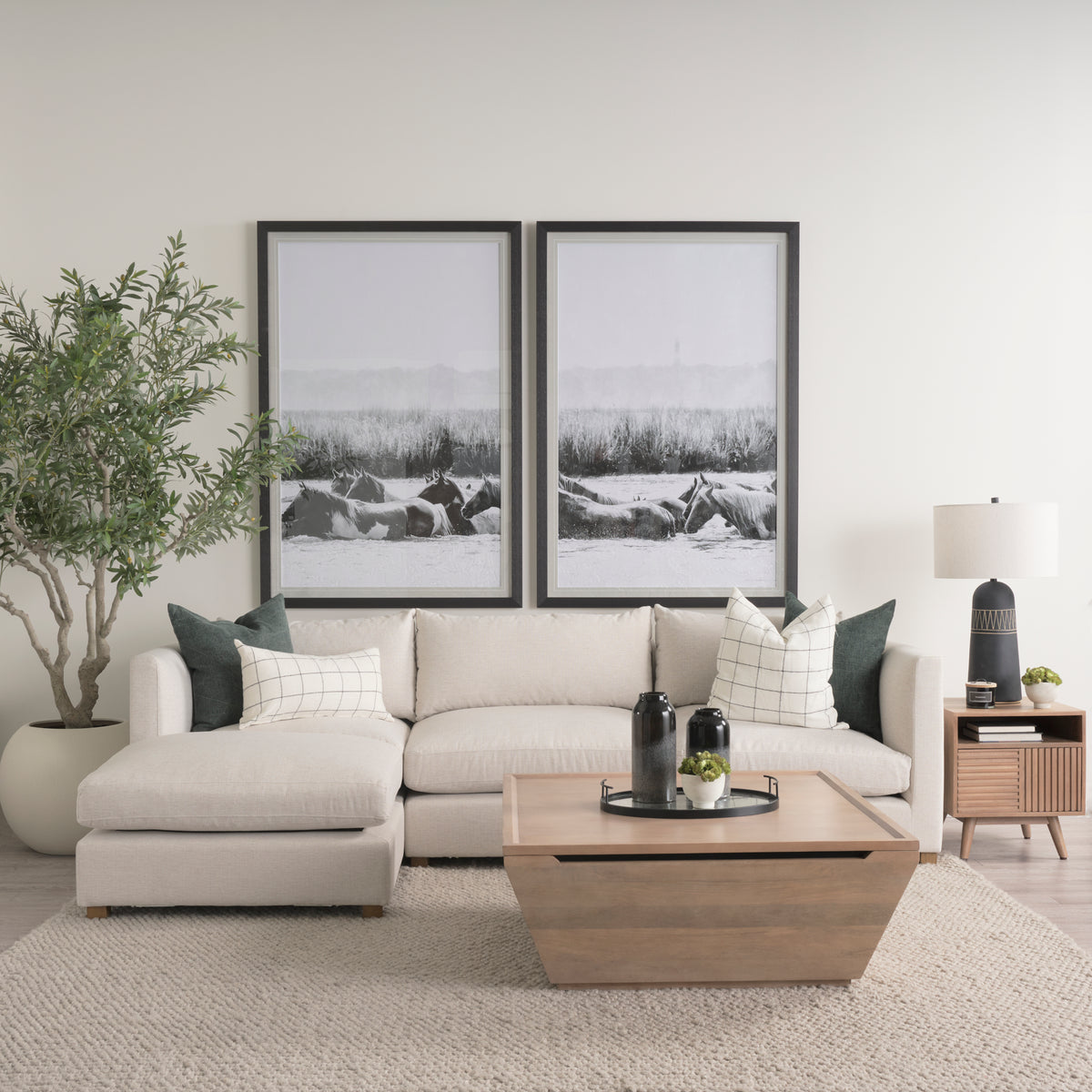 Halston Small Ottoman Oatmeal Performance Fabric-Sofa & Sectionals-DECOROLALA