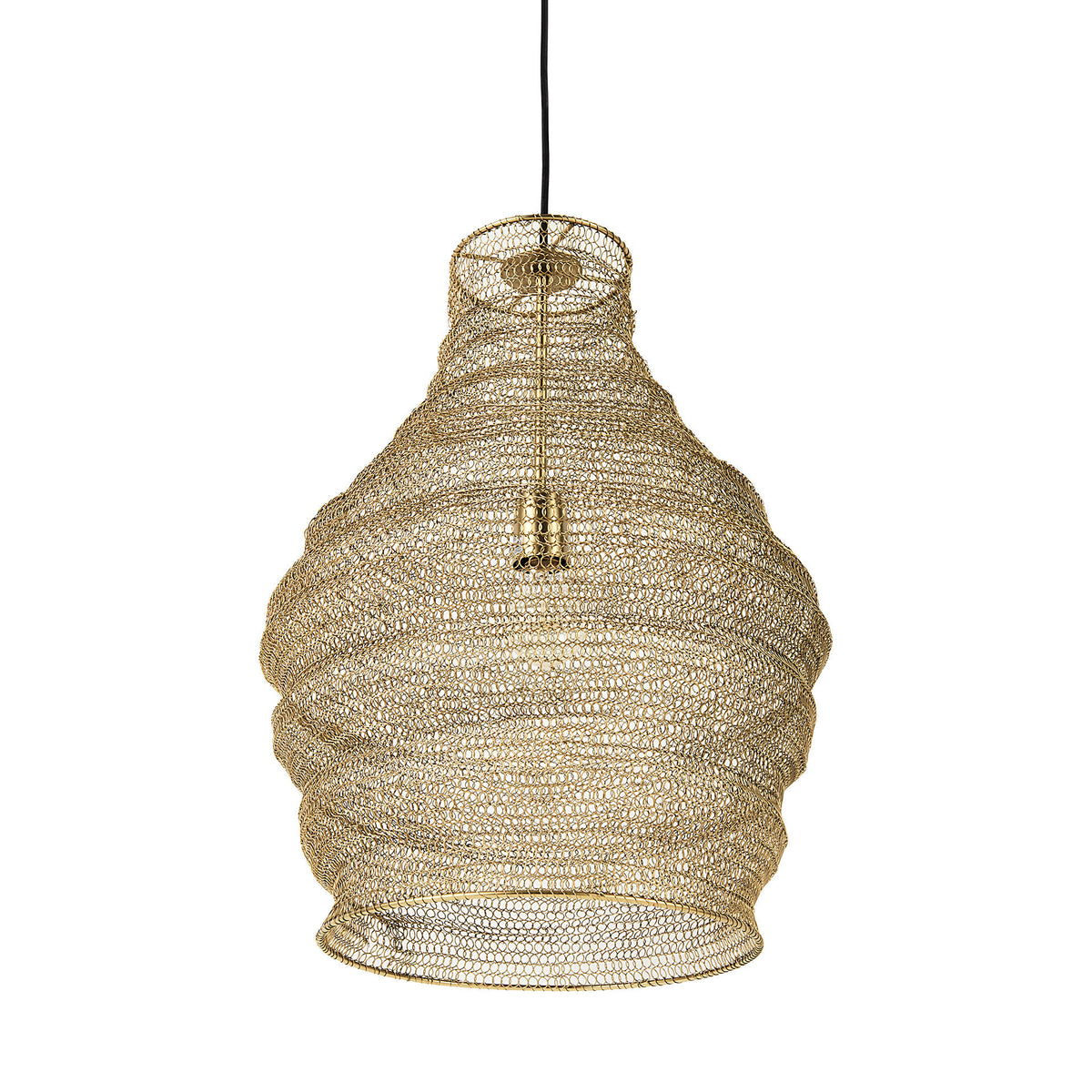 Halycon 16.0L x 16.0W x 20.0H Gold Mesh and Iron Pendant Light-Pendant Lighting-DECOROLALA