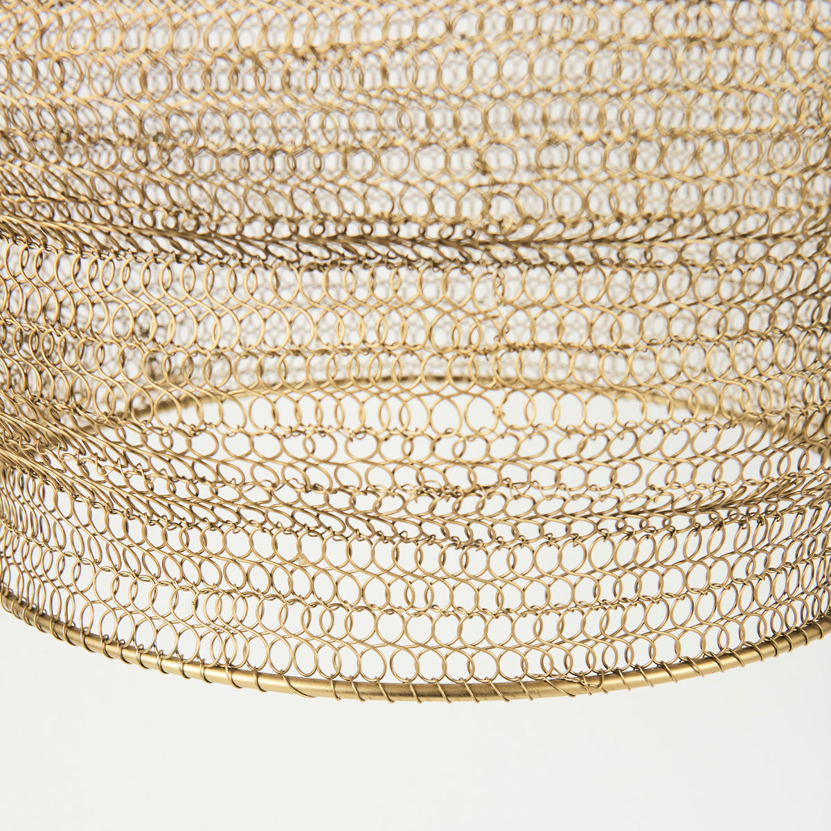 Halycon 16.0L x 16.0W x 20.0H Gold Mesh and Iron Pendant Light-Pendant Lighting-DECOROLALA