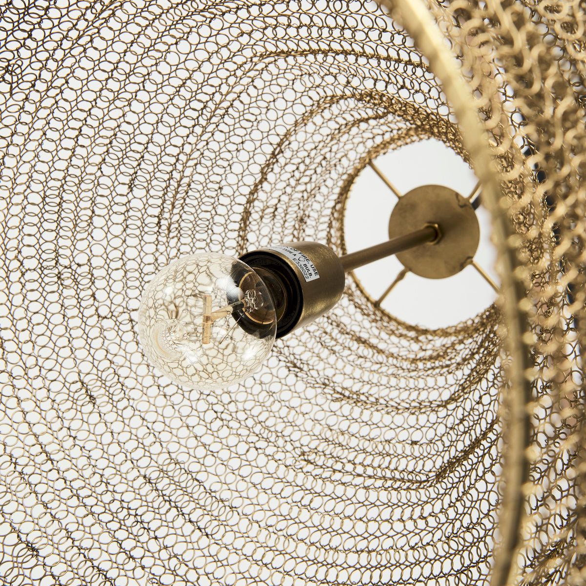 Halycon 16.0L x 16.0W x 20.0H Gold Mesh and Iron Pendant Light-Pendant Lighting-DECOROLALA