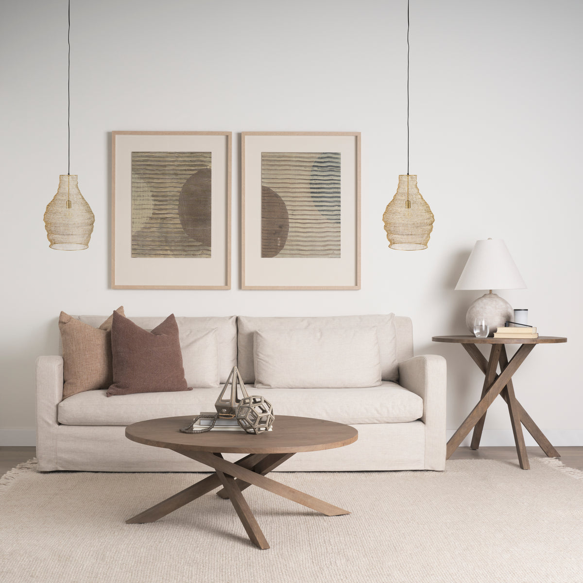 Halycon 16.0L x 16.0W x 20.0H Gold Mesh and Iron Pendant Light-Pendant Lighting-DECOROLALA