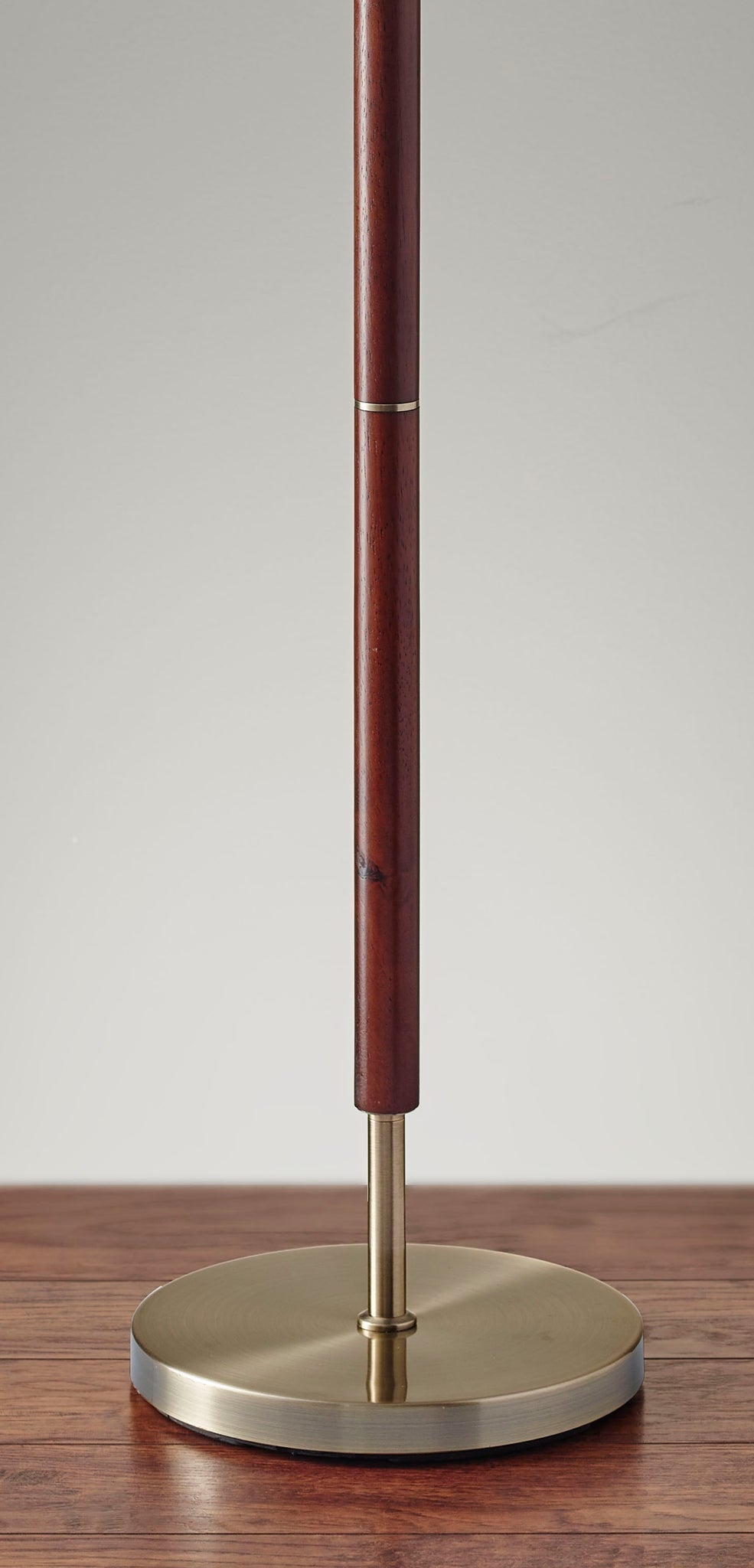 Hamilton Floor Lamp - Walnut Wood Antique Brass-Lighting-DECOROLALA