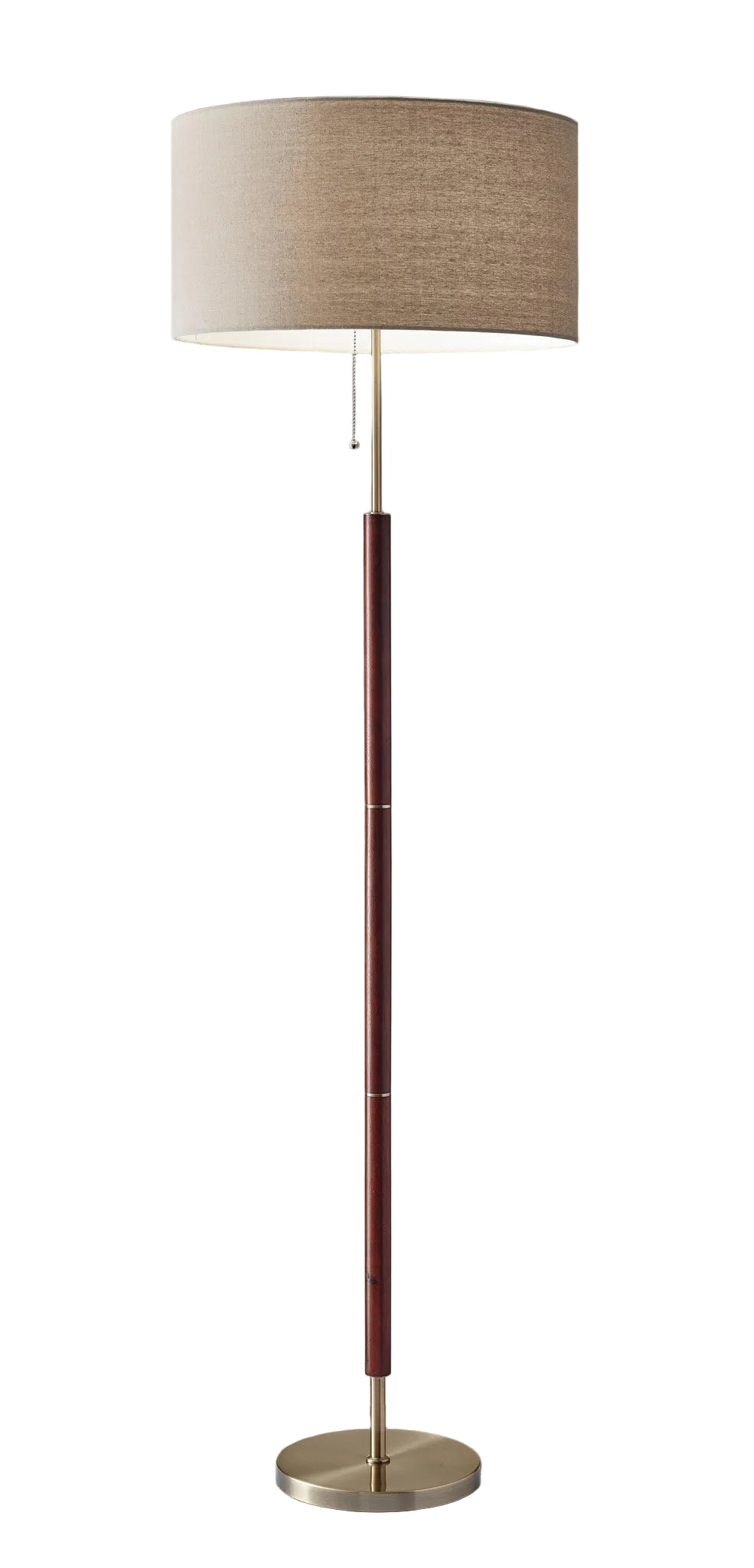 Hamilton Floor Lamp - Walnut Wood Antique Brass-Lighting-DECOROLALA