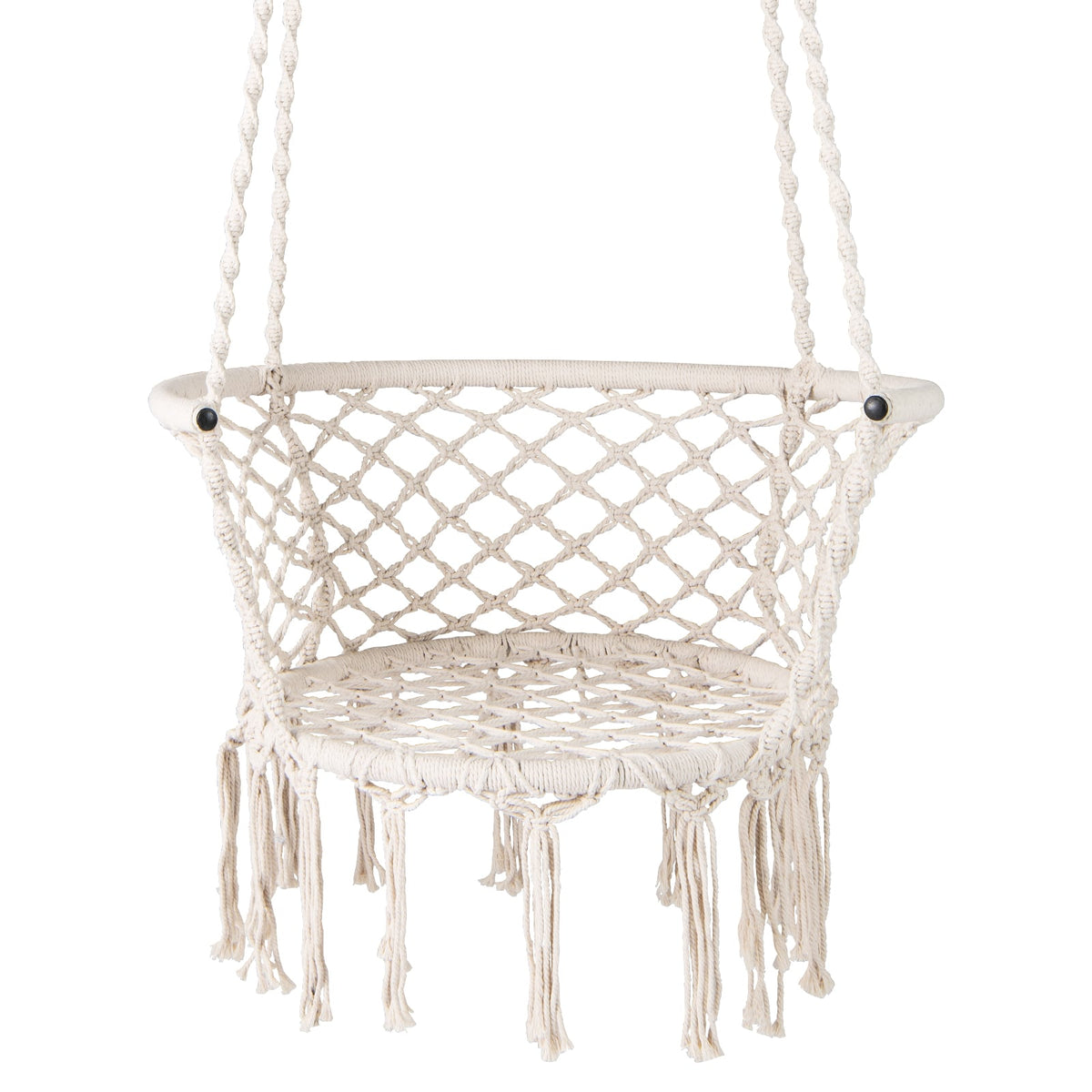 Hammock Chair Macrame Swing Hanging Cotton Rope Chair-Beige-Hammocks-DECOROLALA