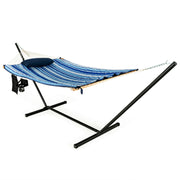 Hammock Chair Stand Set Cotton Swing with Pillow Cup Holder Indoor Outdoor-Hammocks-DECOROLALA