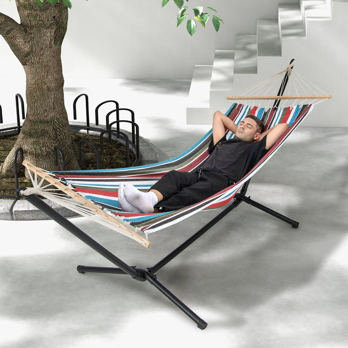 Hammock with Stand and Carrying Case-Multicolor-Cat Trees & Scratchers-DECOROLALA