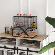 Hamster Cage with Glass Bottom and Tunnel System - Black 24"-Small Animals-DECOROLALA