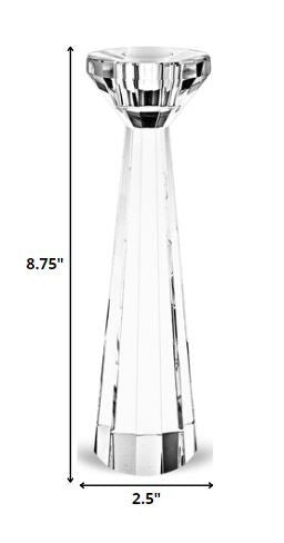 Hand Crafted Crystal Pair Of Faceted Candle Holders-Sculptures-DECOROLALA