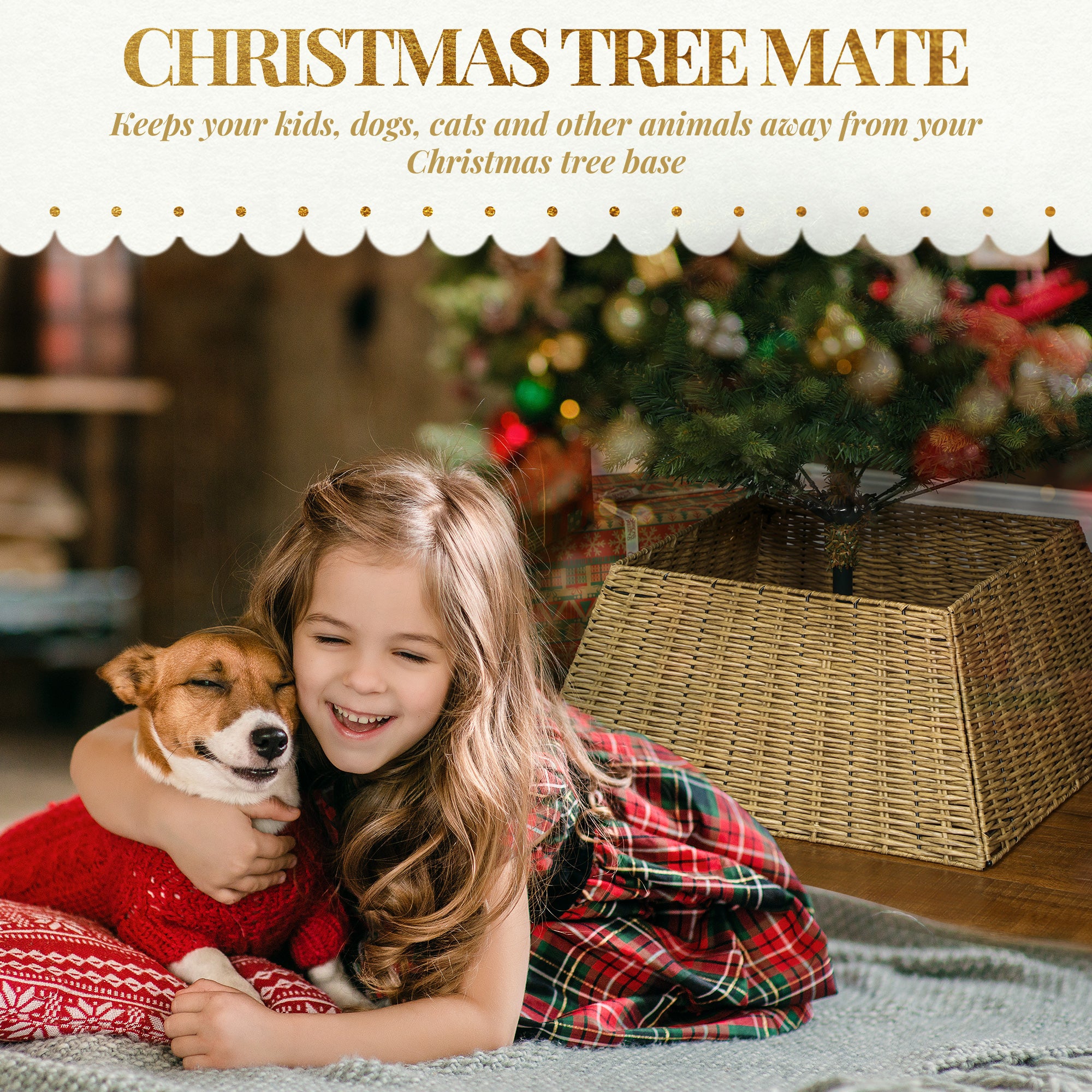 Hand-Woven Rustic Christmas Tree Collar - Natural 21.7"-Home Furnishings > Holiday & Seasonal > Christmas Trees-DECOROLALA