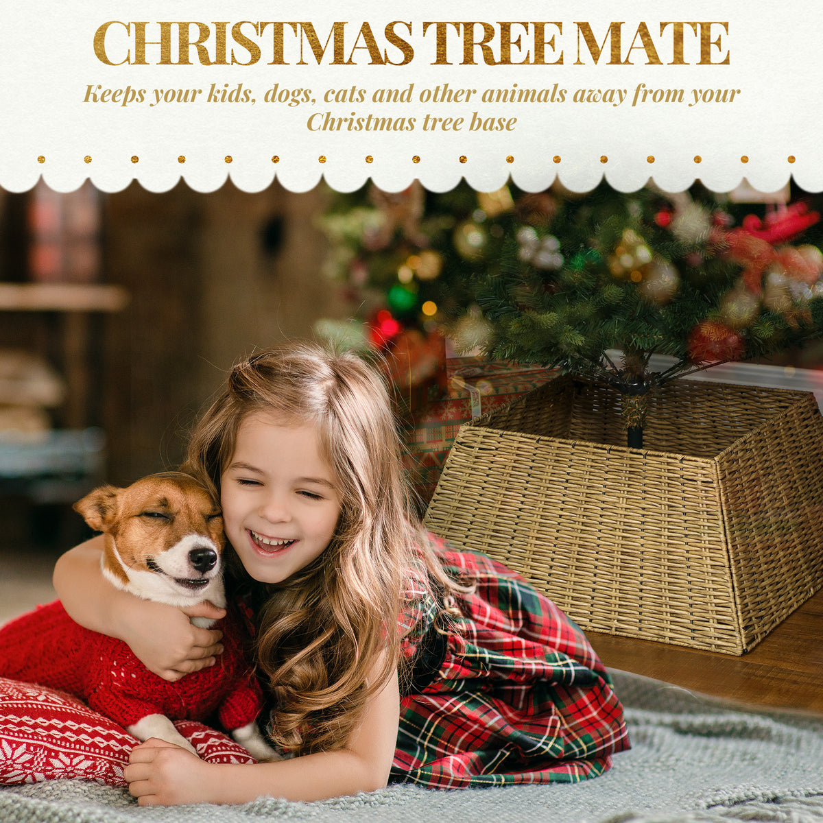 Hand-Woven Rustic Christmas Tree Collar - Natural 21.7"-Home Furnishings > Holiday & Seasonal > Christmas Trees-DECOROLALA