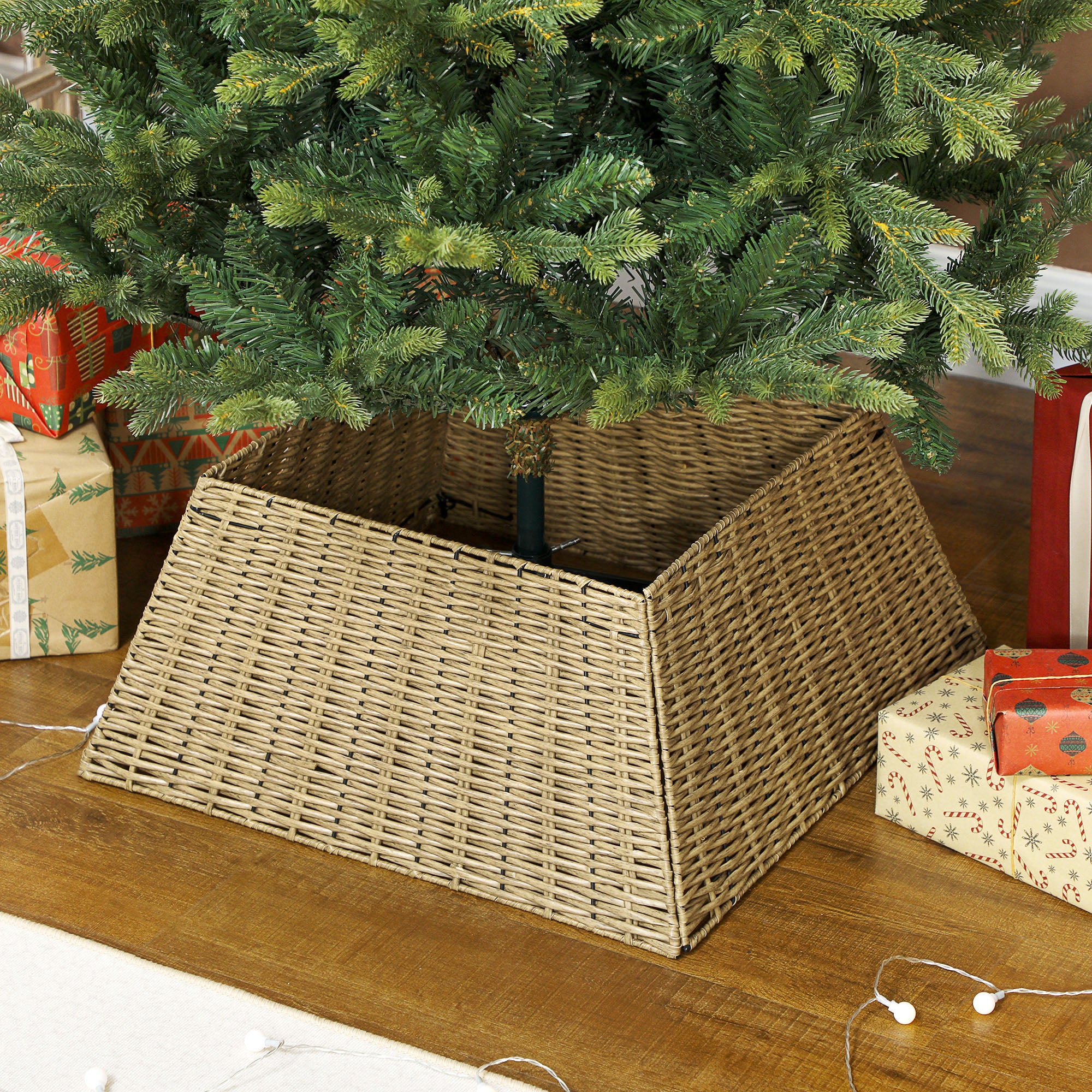 Hand-Woven Rustic Christmas Tree Collar - Natural 21.7"-Home Furnishings > Holiday & Seasonal > Christmas Trees-DECOROLALA
