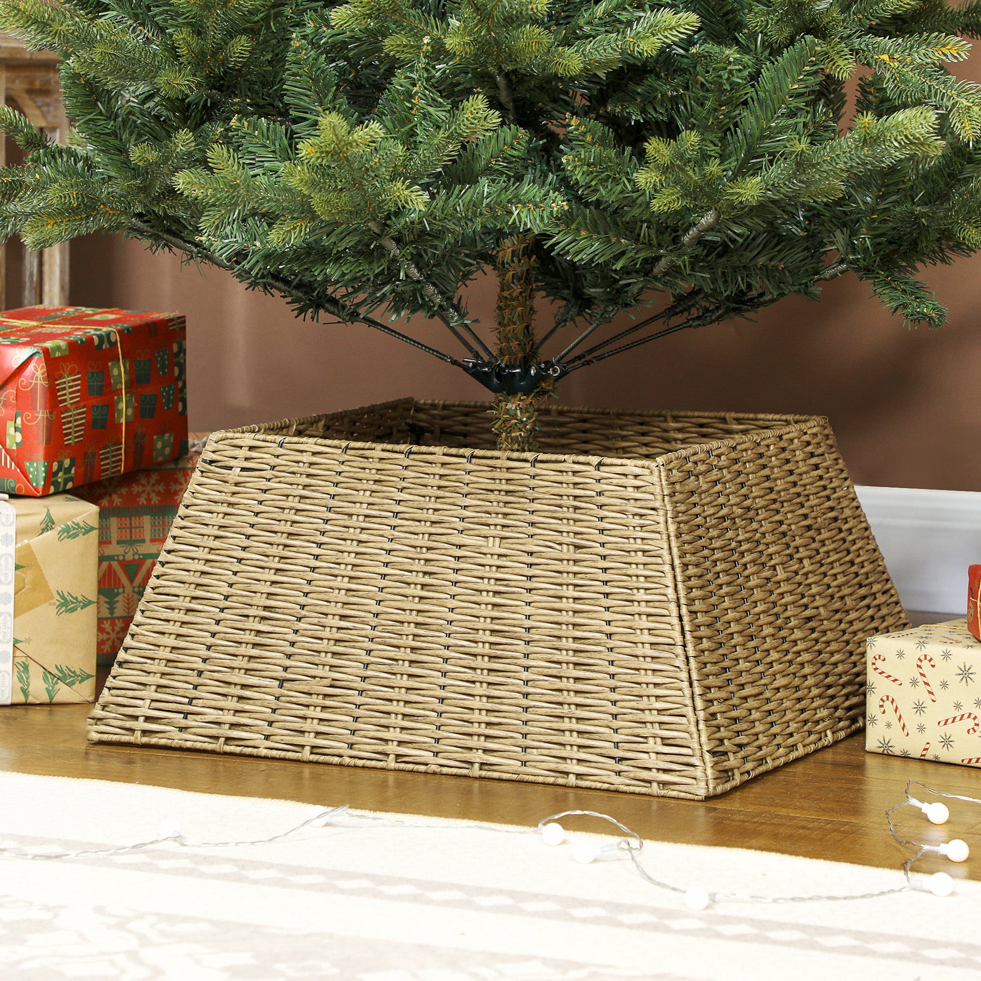 Hand-Woven Rustic Christmas Tree Collar - Natural 21.7"-Home Furnishings > Holiday & Seasonal > Christmas Trees-DECOROLALA