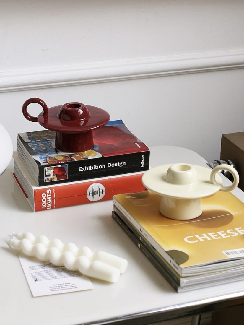 Handmade Ceramic UFO Candle Holder, Retro Table Decor-Candle Holder-DECOROLALA