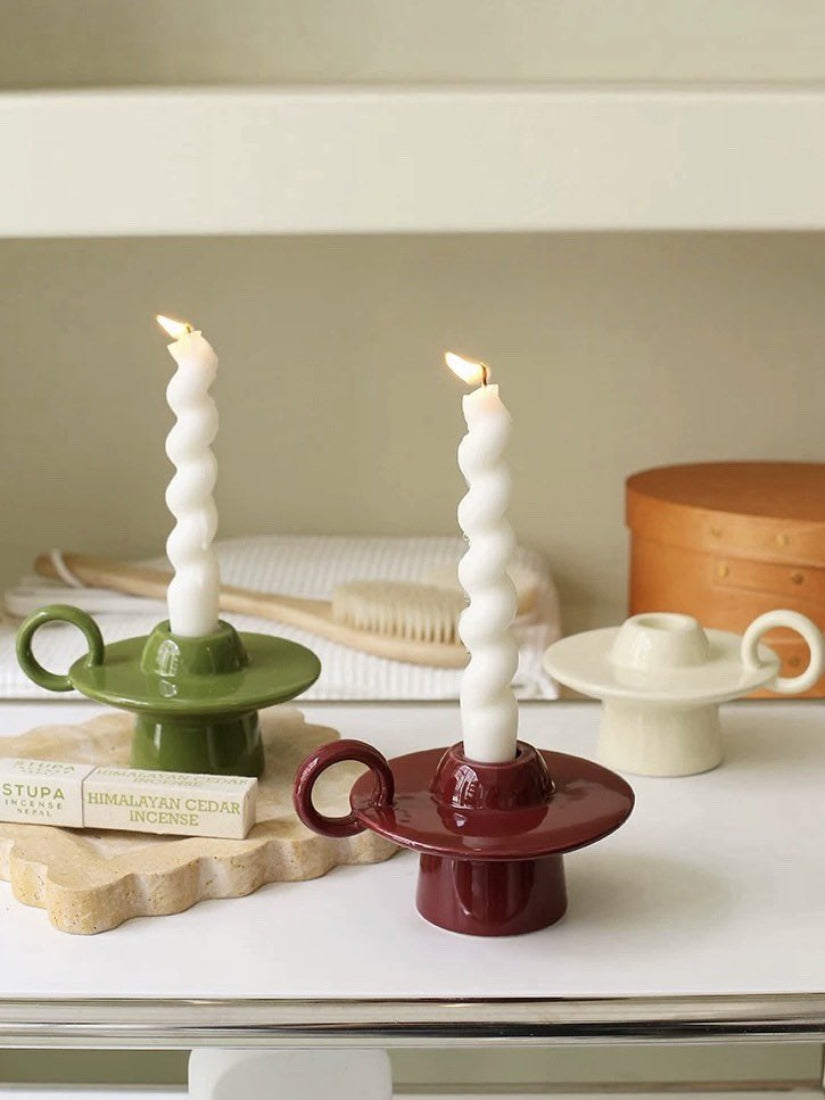 Handmade Ceramic UFO Candle Holder, Retro Table Decor-Candle Holder-DECOROLALA