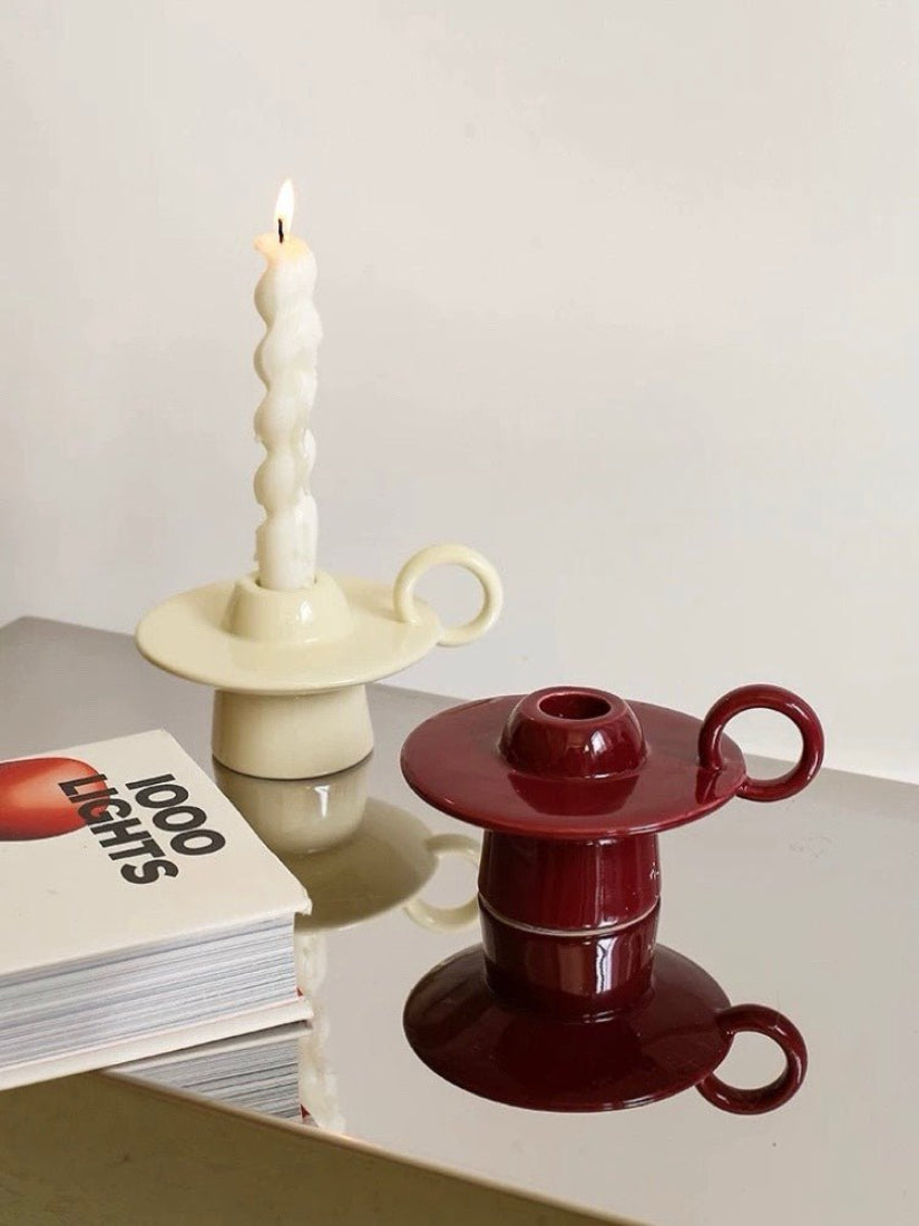 Handmade Ceramic UFO Candle Holder, Retro Table Decor-Candle Holders-DECOROLALA