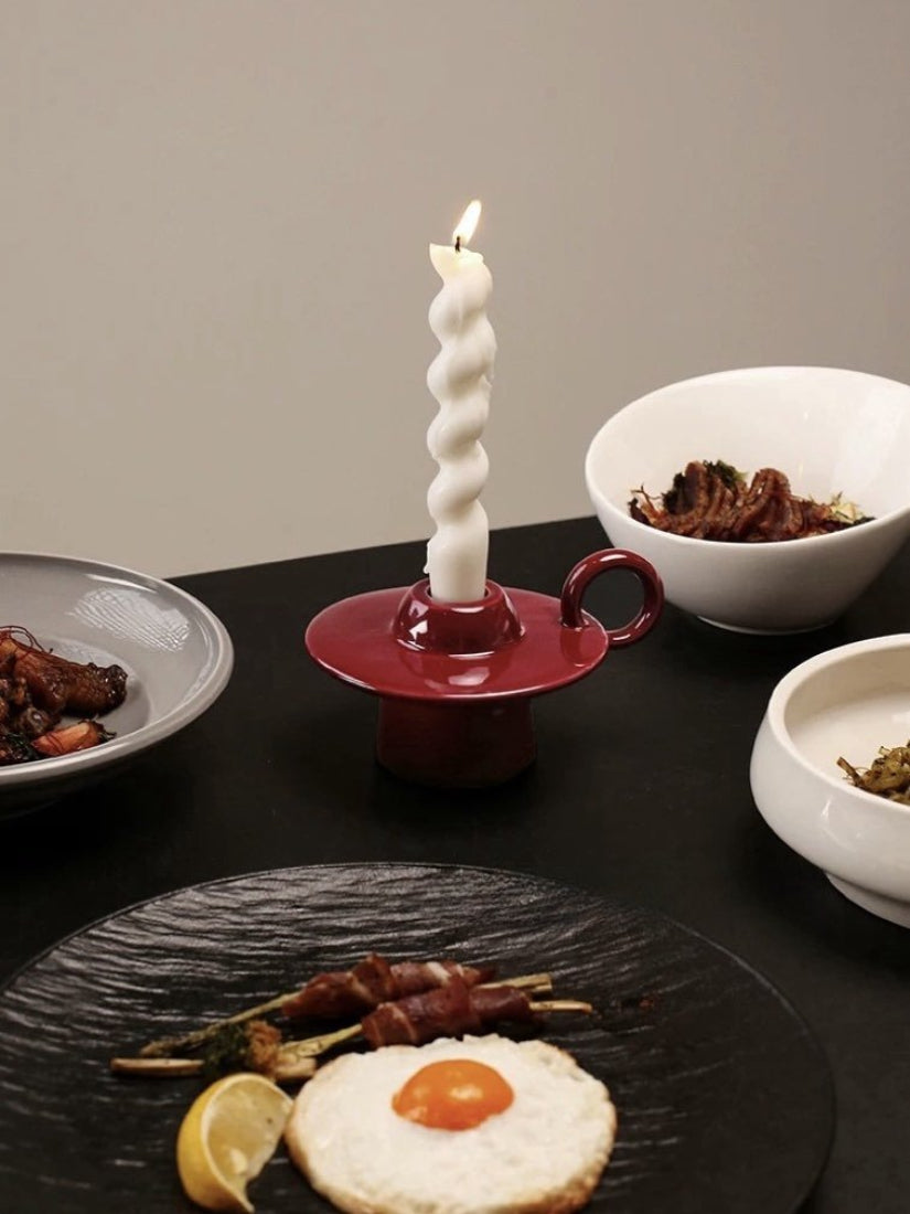 Handmade Ceramic UFO Candle Holder, Retro Table Decor-Candle Holders-DECOROLALA