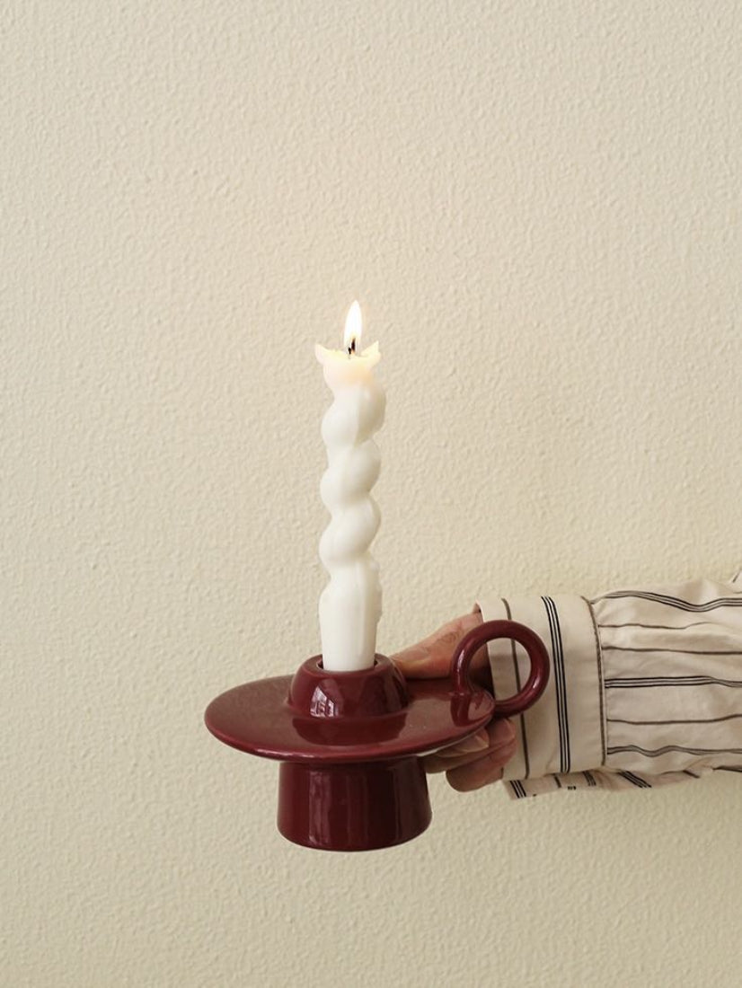 Handmade Ceramic UFO Candle Holder, Retro Table Decor-Candle Holders-DECOROLALA