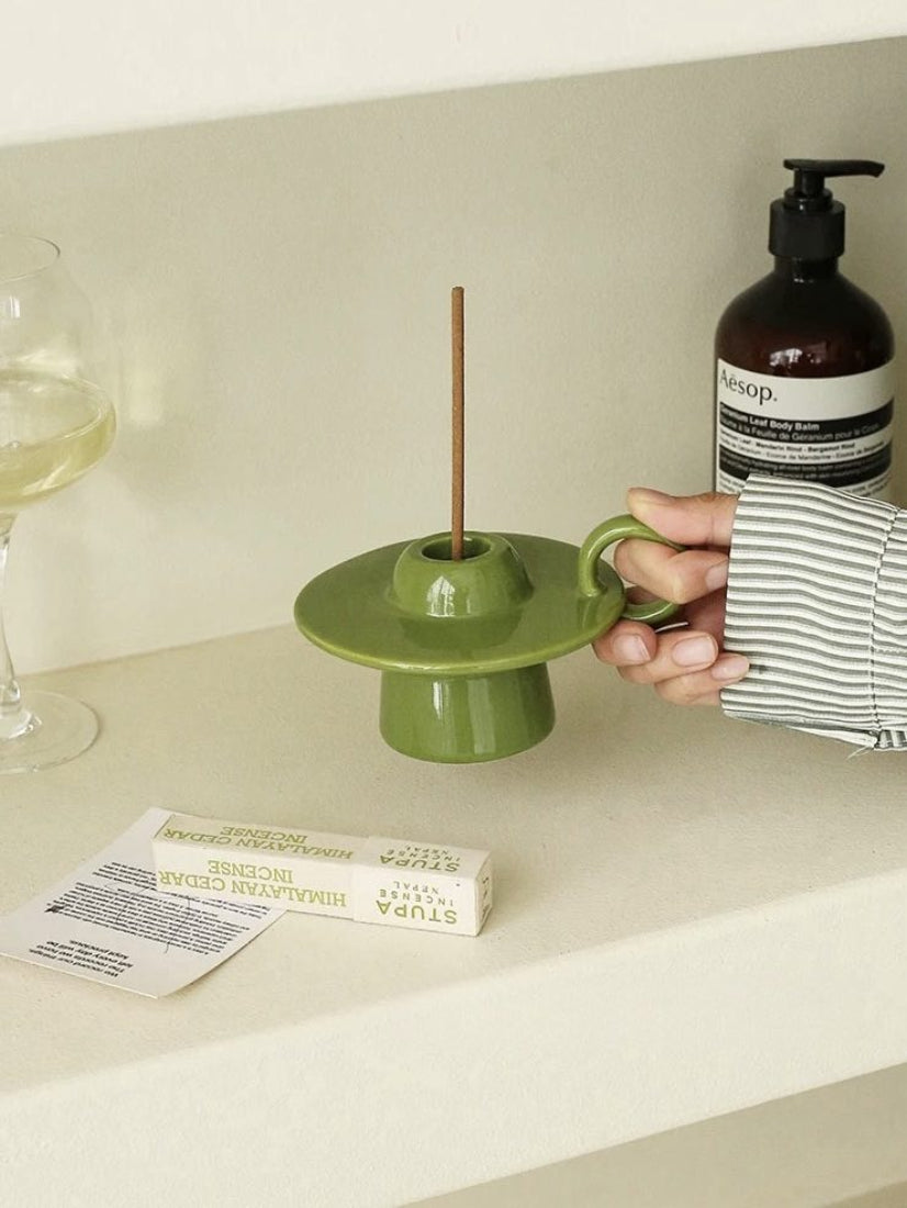 Handmade Ceramic UFO Candle Holder, Retro Table Decor-Candle Holders-DECOROLALA