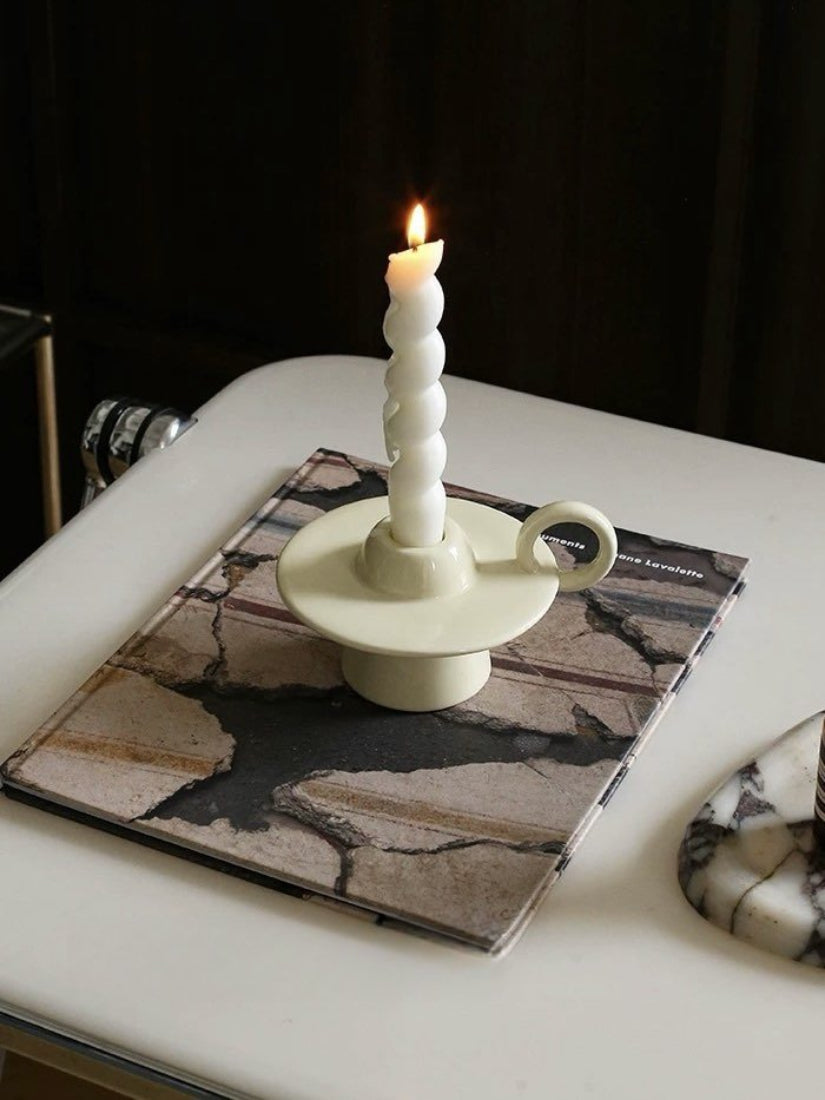 Handmade Ceramic UFO Candle Holder, Retro Table Decor-Candle Holders-DECOROLALA