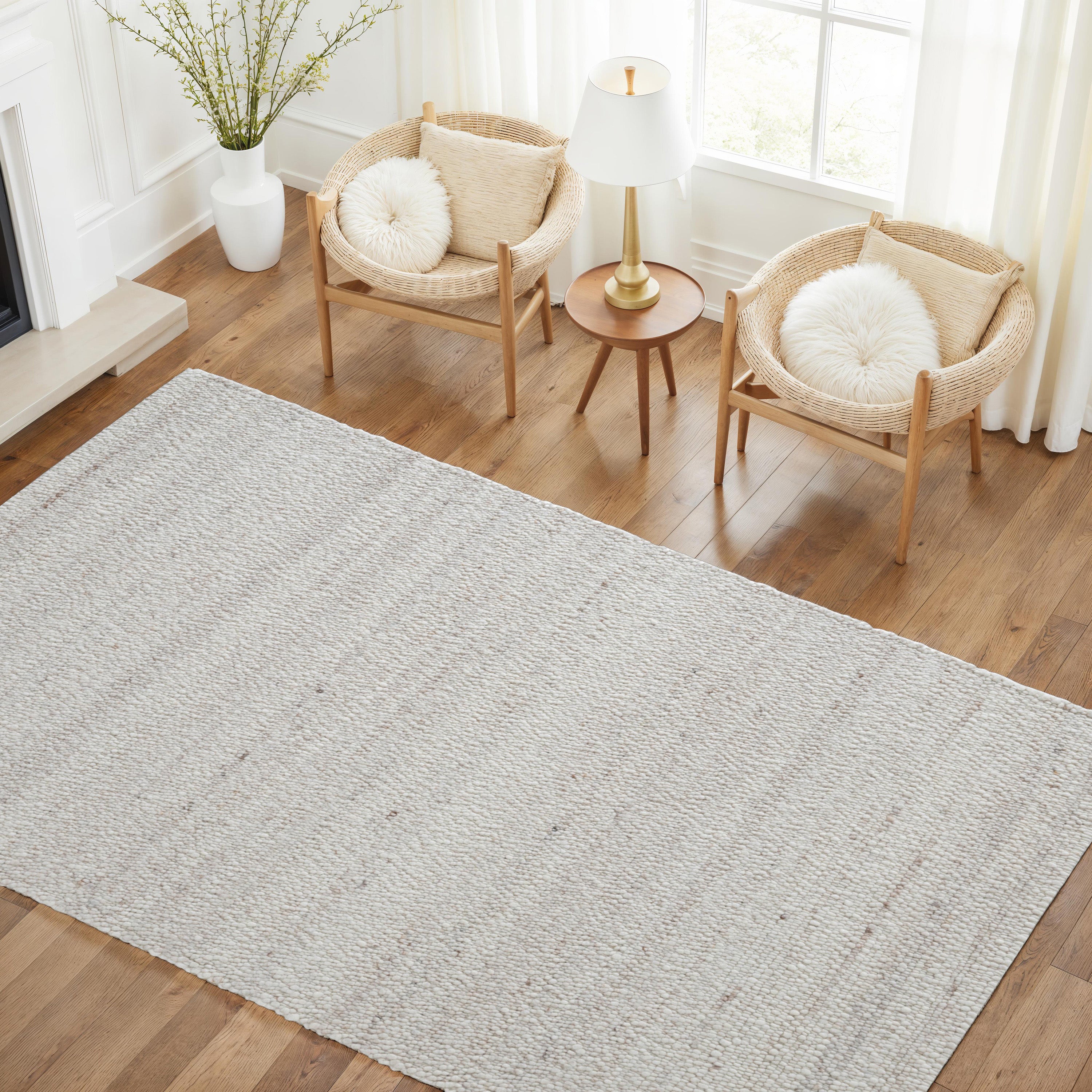 Handwoven Wool Area Rug - Mushroom-DECOROLALA