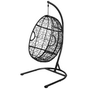 Hanging Cushioned Hammock Chair with Stand -Gray-Hammocks-DECOROLALA