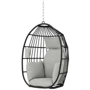 Hanging Egg Chair Foldable Swing Dark Grey Cushion-Hammock Swings-DECOROLALA