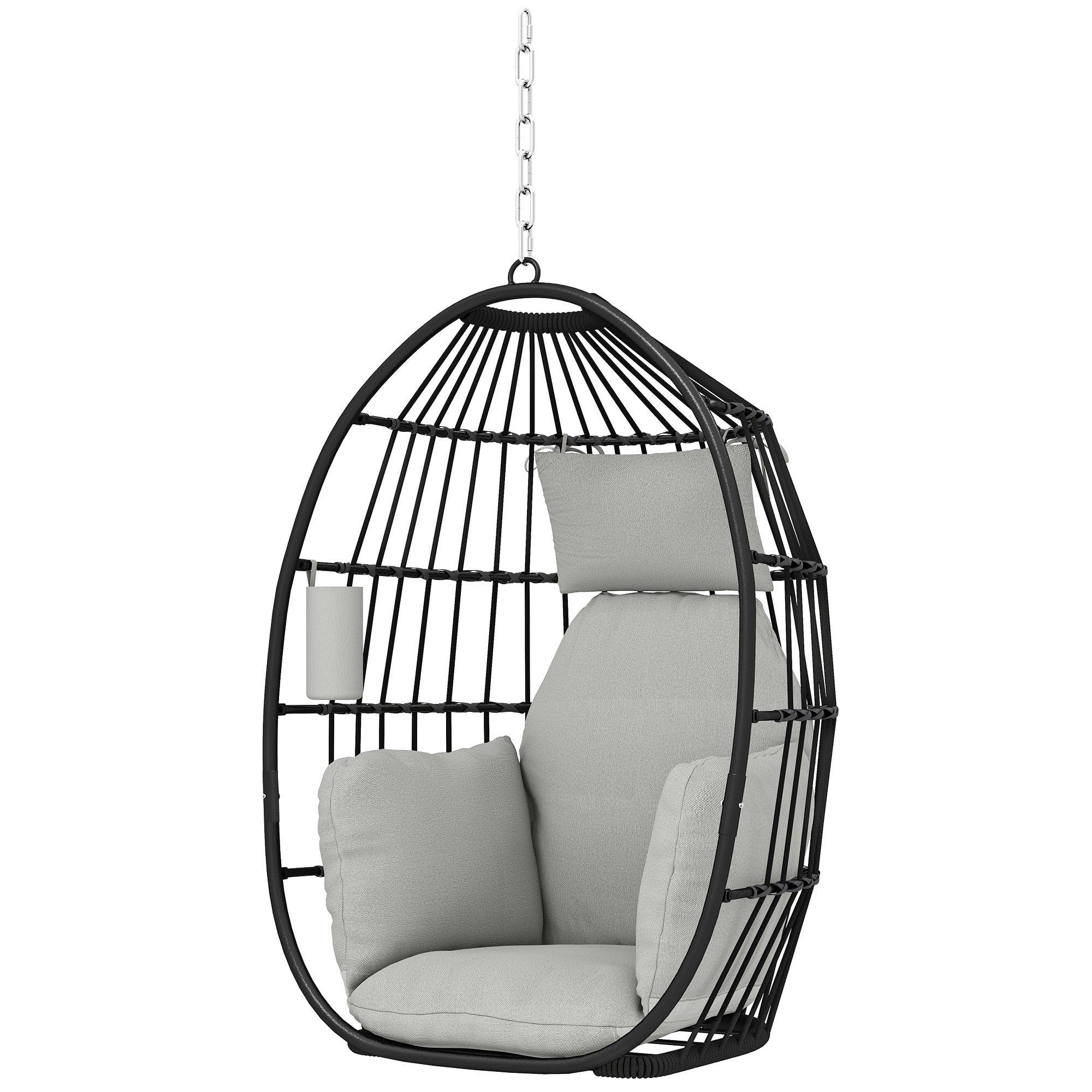 Hanging Egg Chair Foldable Swing Dark Grey Cushion-DECOROLALA