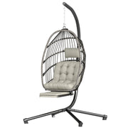 Hanging Egg Chair with Retractable Footrest - Light Grey-DECOROLALA