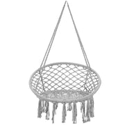 Hanging Macrame Hammock Chair with Handwoven Cotton Backrest-Gray-Hammocks-DECOROLALA