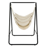 Hanging Padded Hammock Chair with Stand and Heavy Duty Steel-Beige-Hammocks-DECOROLALA