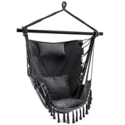 Hanging Rope Swing Chair with Soft Pillow and Cushions-Gray-Hammocks-DECOROLALA