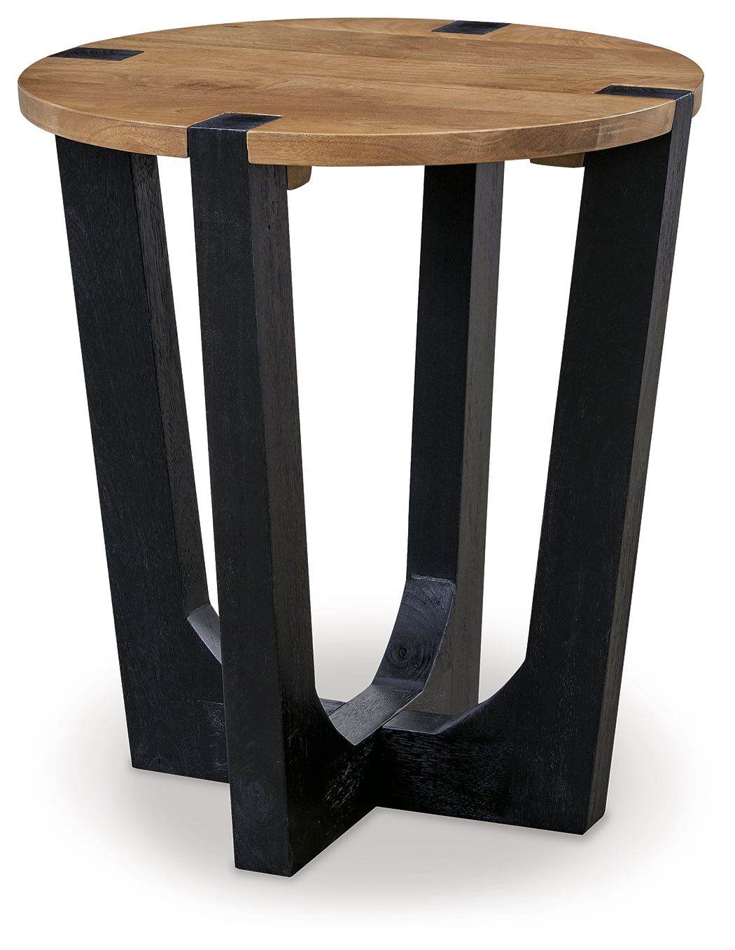 Hanneforth Round End Table - Brown Mango Wood-End Tables-DECOROLALA