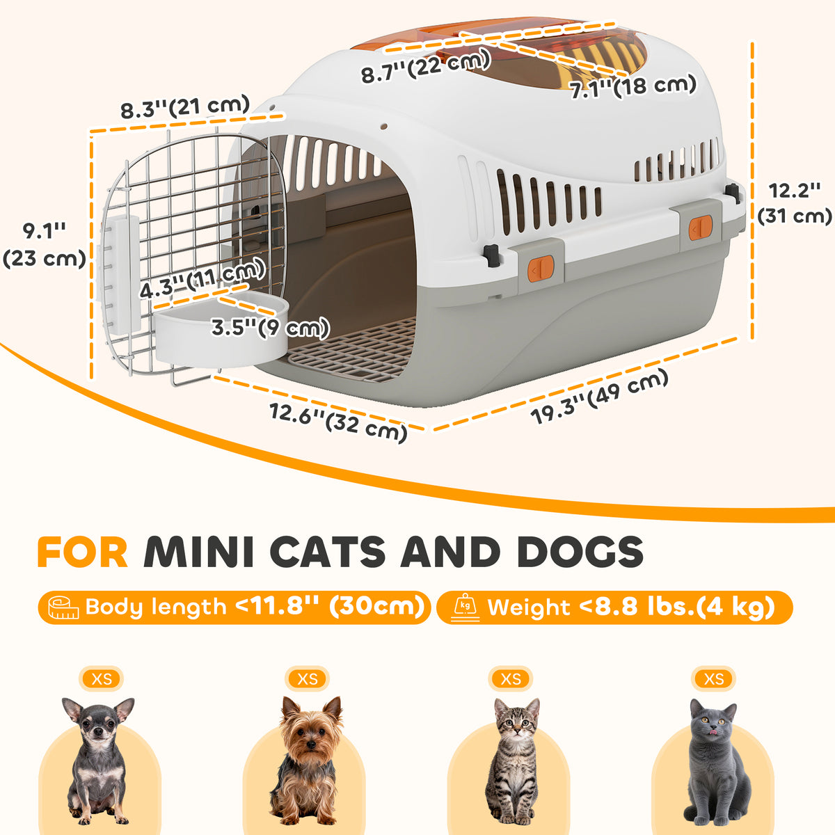Hard-Sided Pet Carrier for Small Dogs and Cats - 19" Plastic Crate-Dogs-DECOROLALA