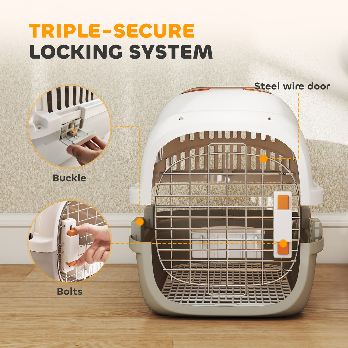 Hard-Sided Pet Carrier for Small Dogs and Cats - 19" Plastic Crate-Dogs-DECOROLALA