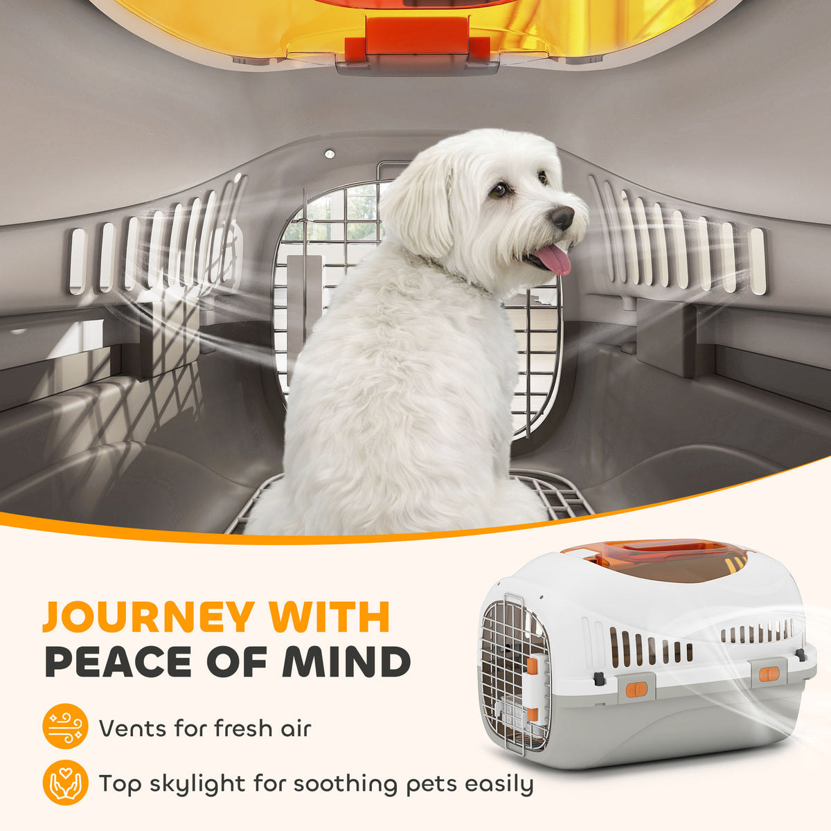Hard-Sided Pet Carrier for Small Dogs and Cats - 19" Plastic Crate-Dogs-DECOROLALA