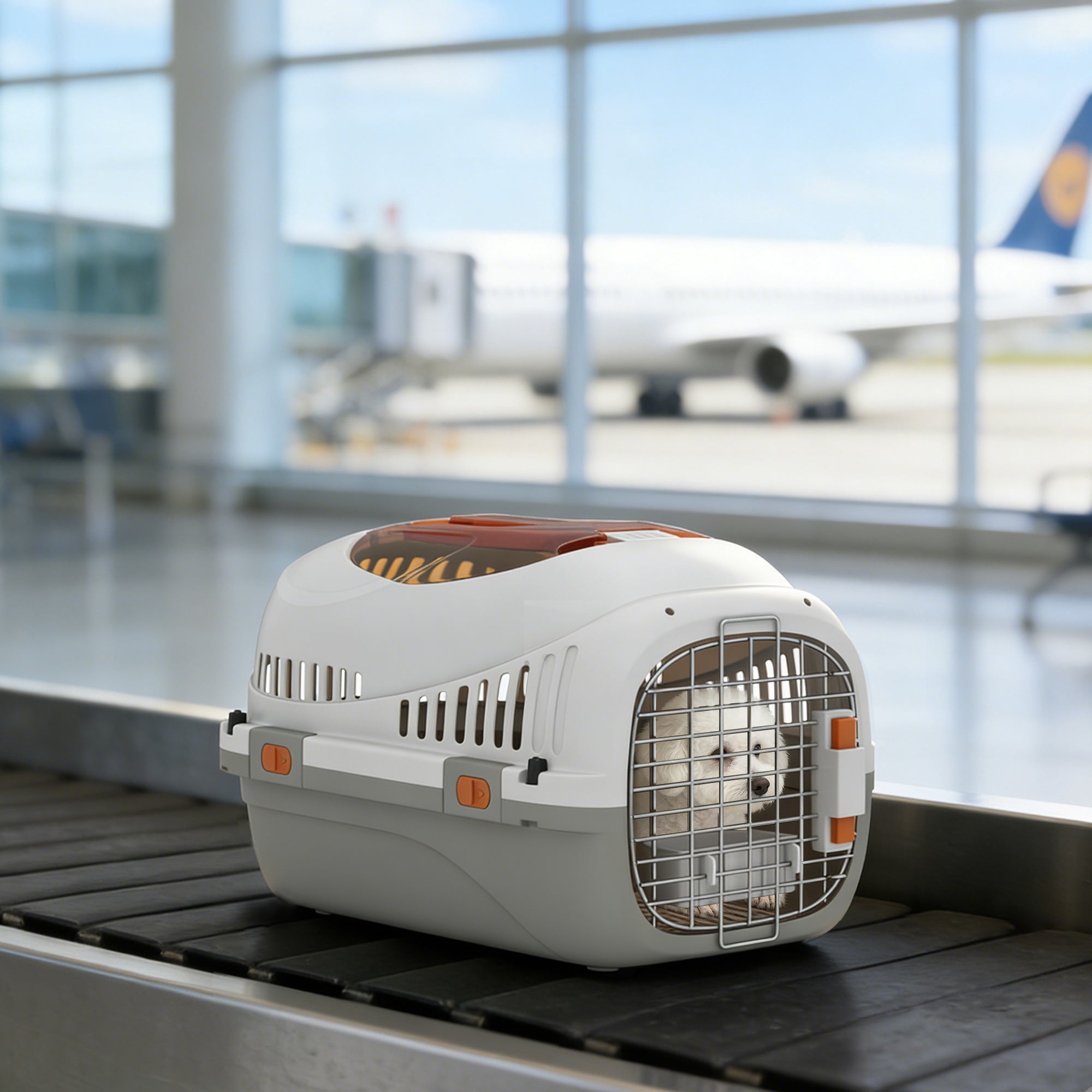 Hard-Sided Pet Carrier for Small Dogs and Cats - 19" Plastic Crate-Dogs-DECOROLALA
