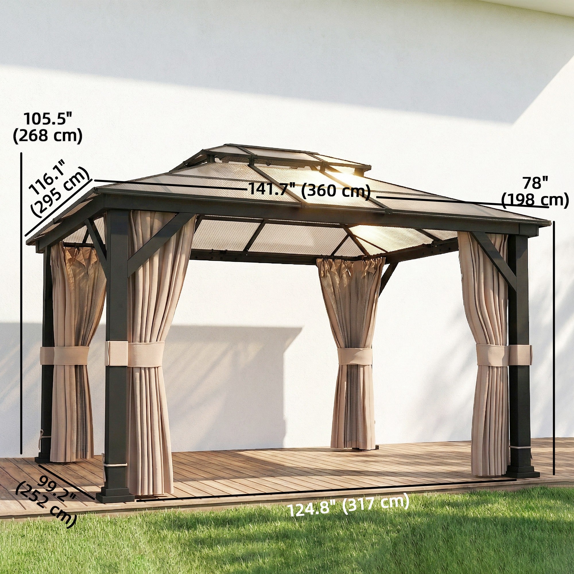 Hardtop Gazebo 10x12 - Khaki PC Roof-DECOROLALA
