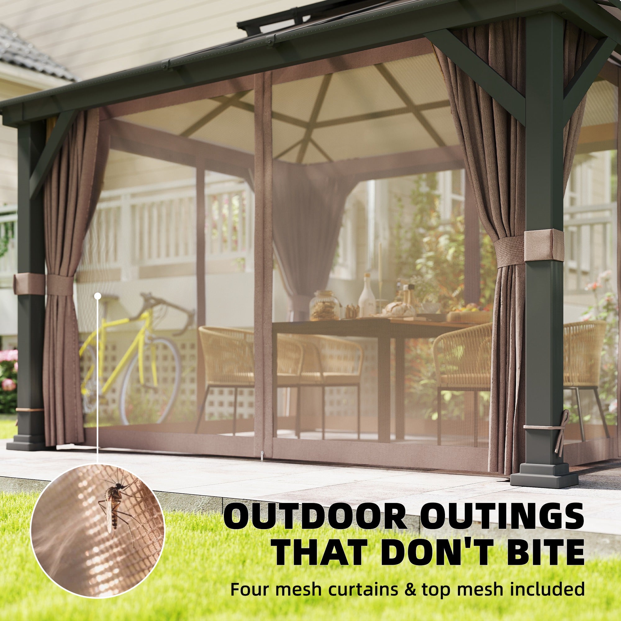 Hardtop Gazebo 10x12 - Khaki PC Roof-DECOROLALA