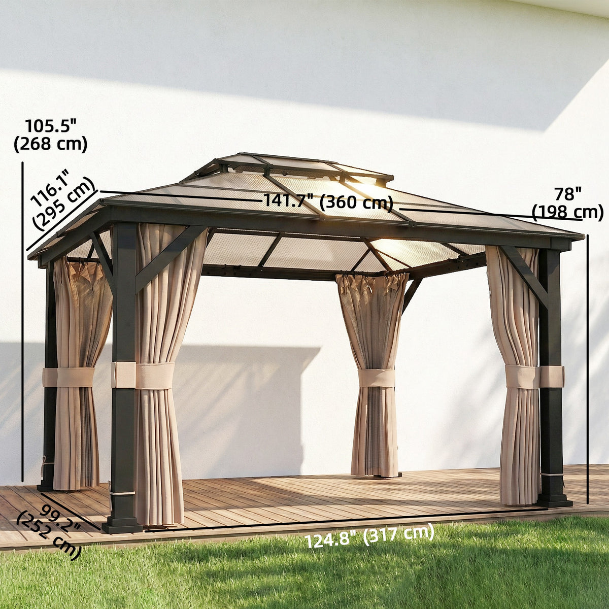 Hardtop Gazebo 10x12 - Khaki PC Roof-Gazebos-DECOROLALA