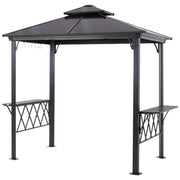 Hardtop Grill Gazebo 10.6'x5.9' Coffee Vented Roof-DECOROLALA