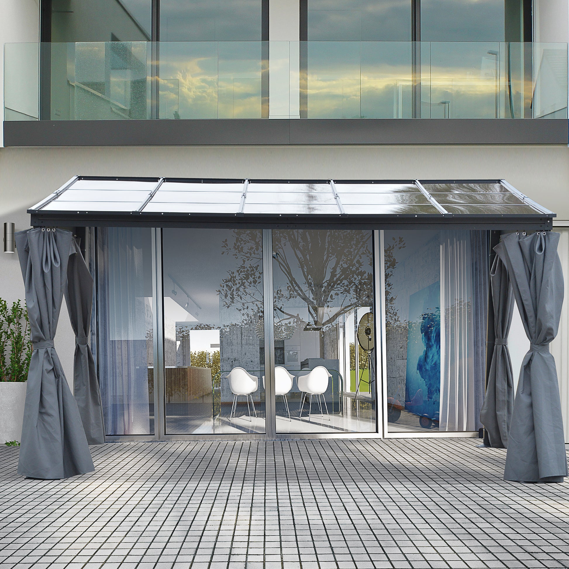 Hardtop Pergola Gazebo 13'L x 9.7'W Gray-DECOROLALA