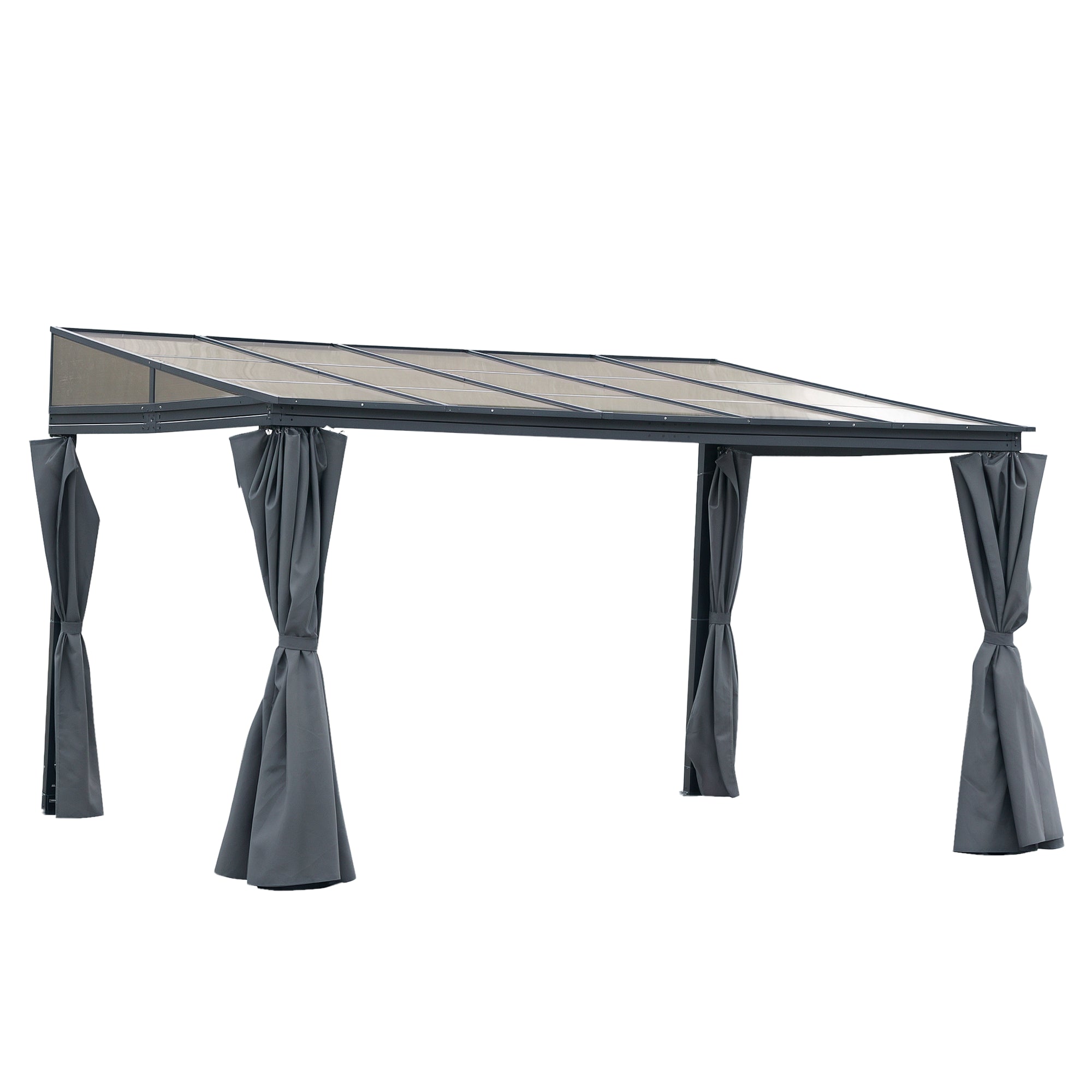 Hardtop Pergola Gazebo 13'L x 9.7'W Gray-DECOROLALA