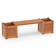 Hardwood Planter Box with Bench Garden Bench with 2 Side Flower Boxes-Raised Garden Beds-DECOROLALA